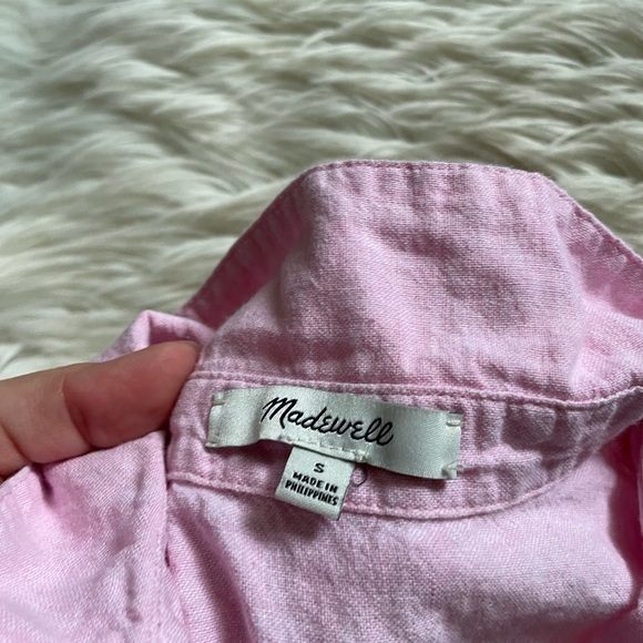 MADEWELL Pink Button Down Knot Front Top - Picture 3 of 3
